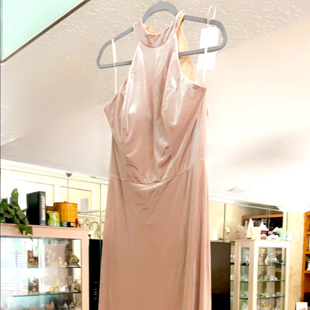 REVELRY TORI velvet champagne bridesmaid dress sz 12